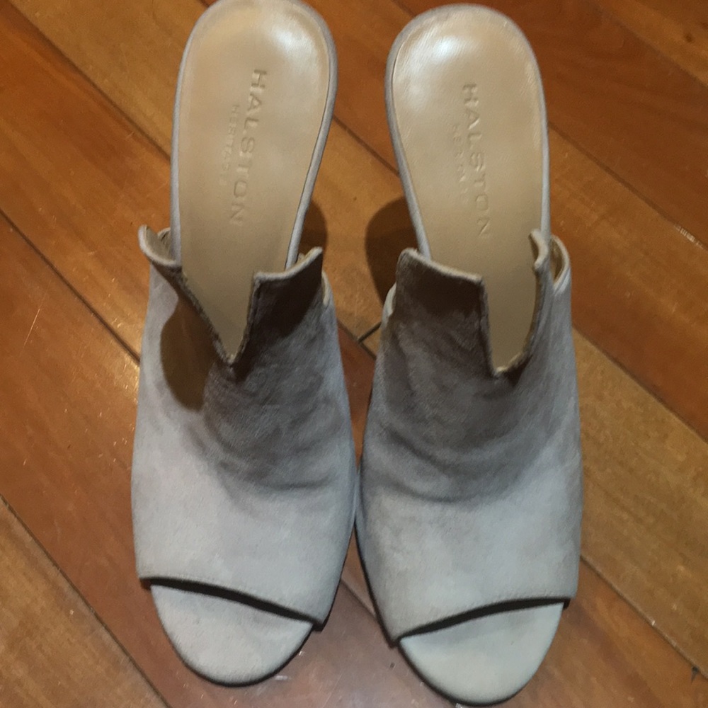 Light Pink suede Halston high heel slide ins, new